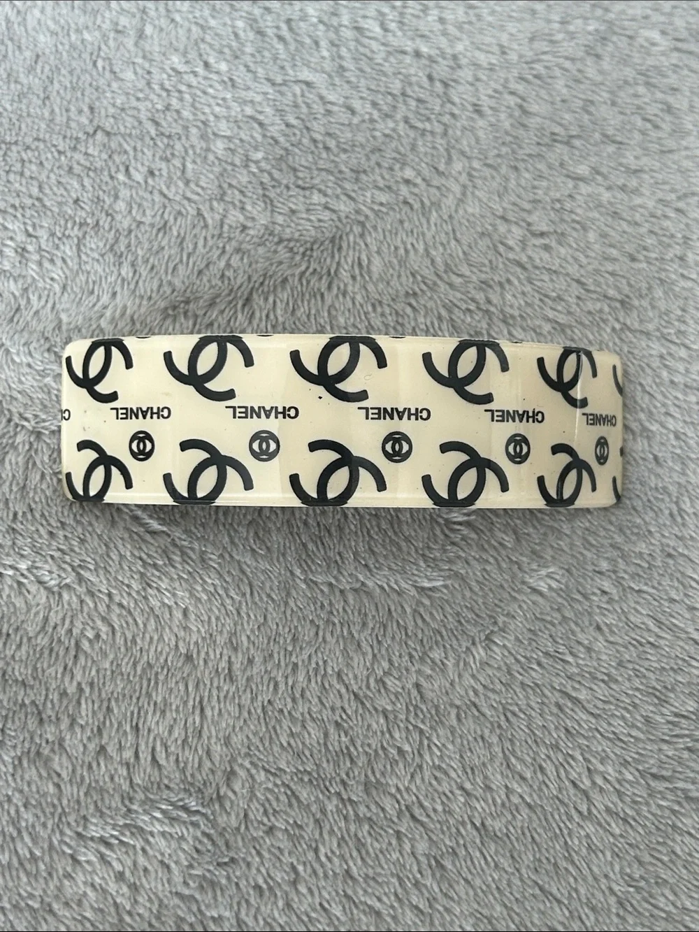 Ivory and Black Logo Printed Headband